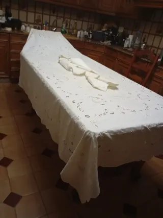 Mantelería muy bordada amano nueva