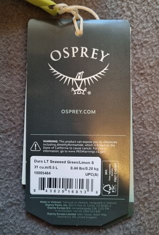 zaino gilet Osprey Duro LT  tg. S col. Verde *NEW