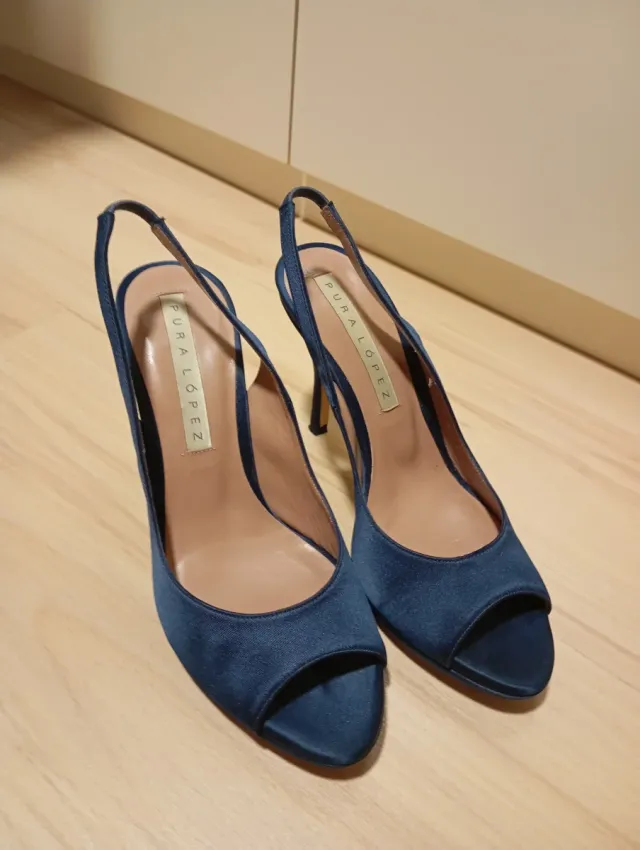 Zapatos Pura Lopez Talla 36 Raso Azul
