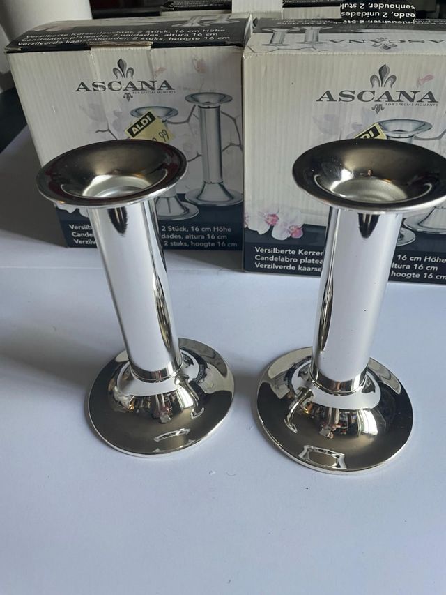Candelabros Ascana Metal Plateado 16cm