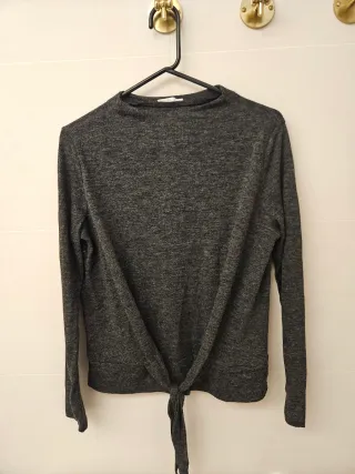 Jersey Zara nudo bajo gris