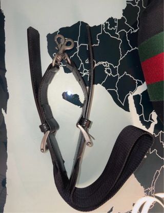 Borsa Gucci Tela Nera Striscia Rossa Verde