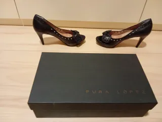 Pura Lopez Zapatos de piel Negros Talla 36