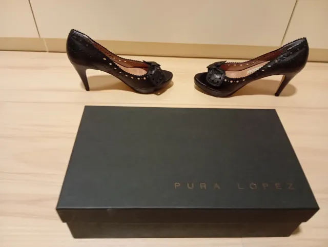 Pura Lopez Zapatos de piel Negros Talla 36