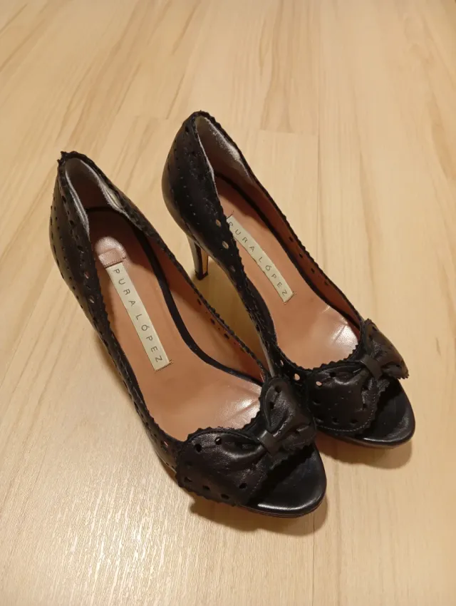 Pura Lopez Zapatos de piel Negros Talla 36