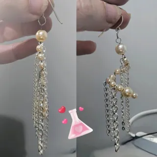 Pendientes largos fiesta perlas y cadenas