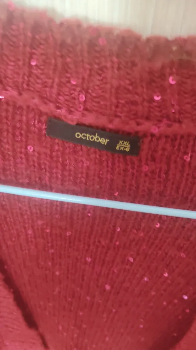 Cárdigan October lentejuelas burdeos XXL