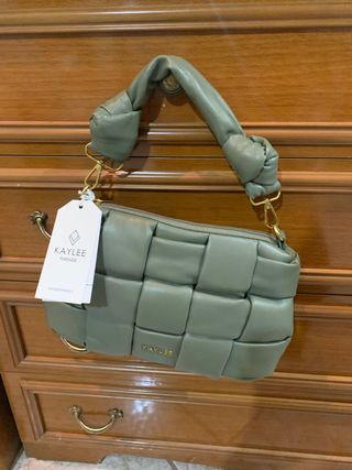 Borsa Kaylee verde intrecciata