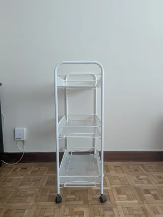 Carrito auxiliar blanco 3 estantes con ruedas