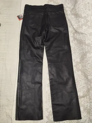 Pantalón Cuero Moto Negro