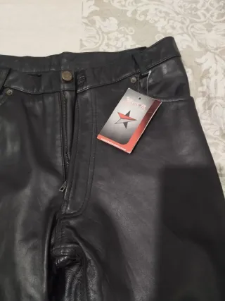 Pantalón Cuero Moto Negro
