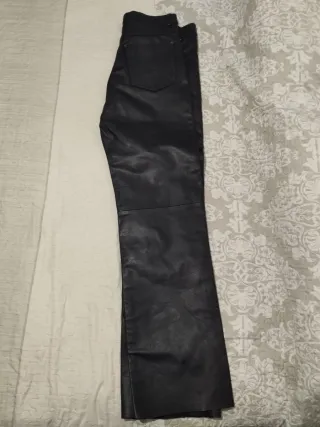 Pantalón Cuero Moto Negro