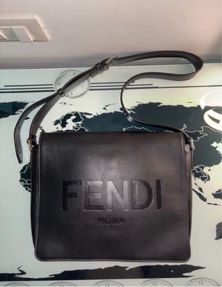 Borsa Fendi Pelle Nera Logo Roma