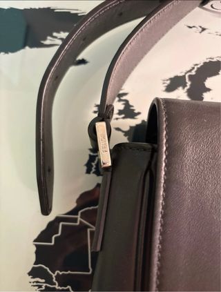 Borsa Fendi Pelle Nera Logo Roma
