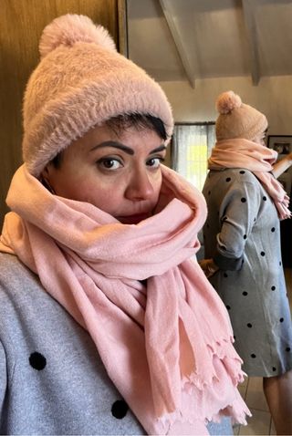 Set sciarpa e cappello rosa