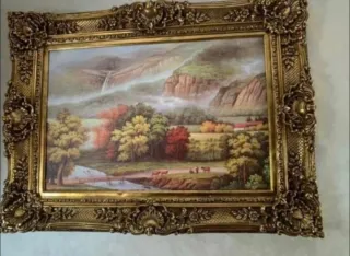 Cuadro Decorativo Dorado y Multicolor