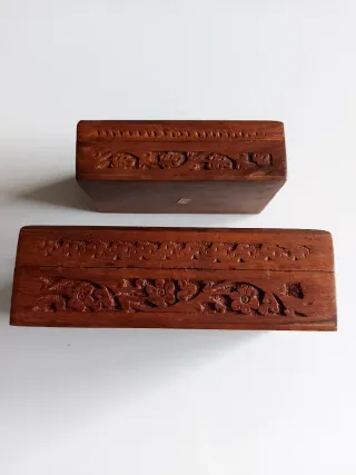 Antiguas Cajas Madera Talladas India