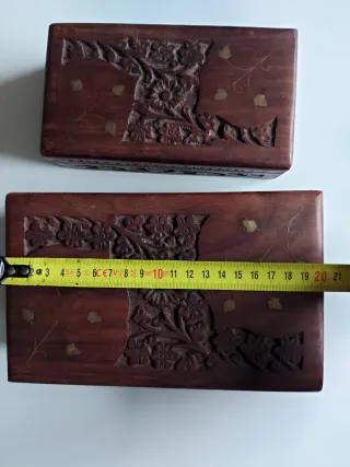 Antiguas Cajas Madera Talladas India