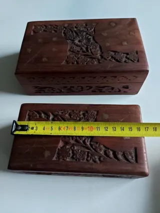 Antiguas Cajas Madera Talladas India