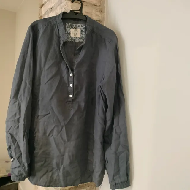 Camisa Lino Mujer azul marino degradé Talla M