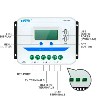 Regulador Carga Solar EPEVER PWM 60A 12/24V