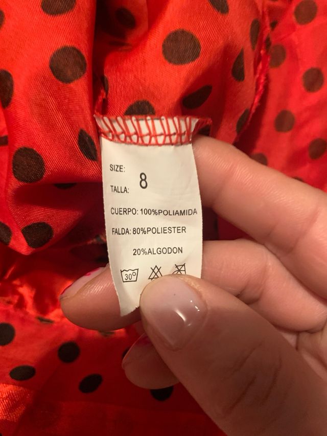 Disfraz Sevillana Negro/Rojo Talla 8años