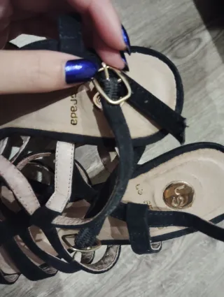 Sandalias La Strada Tacón Negro