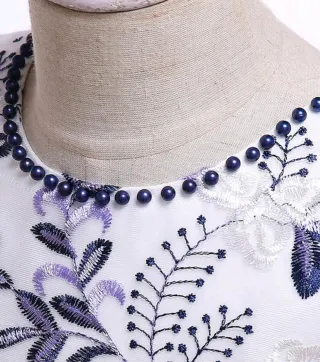 Vestido de fiesta niña 5A azul y blanco