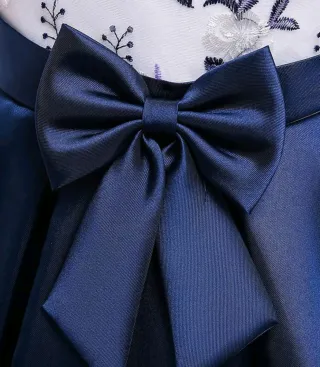 Vestido de fiesta niña 5A azul y blanco