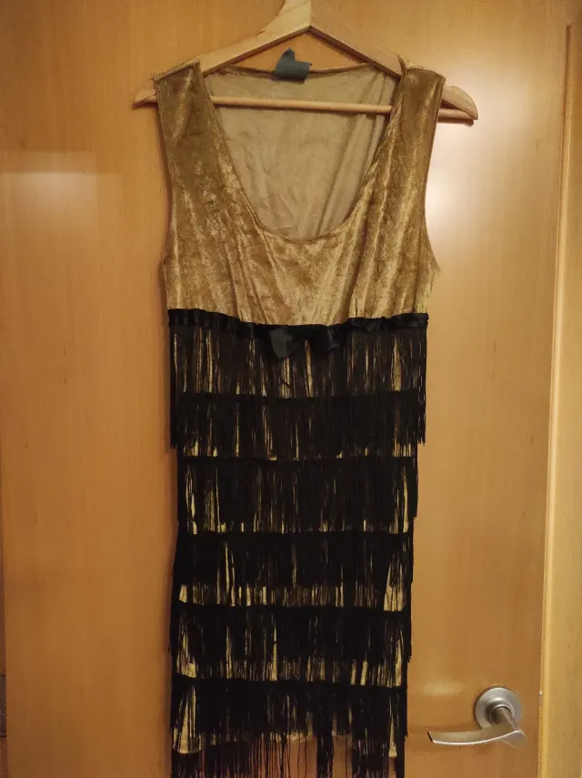 Disfraz Cabaret Negro y Dorado Talla XL