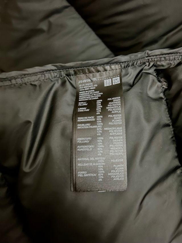 Abrigo largo de plumas negro mujer