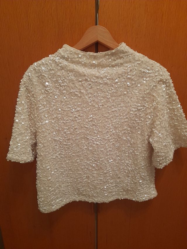 Blusa lentejuelas blanca