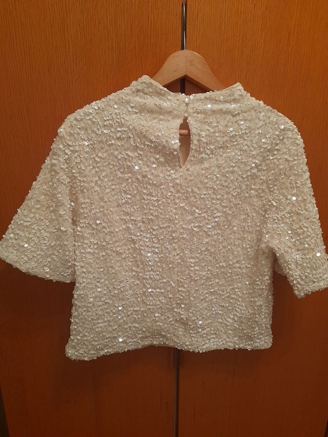 Blusa lentejuelas blanca