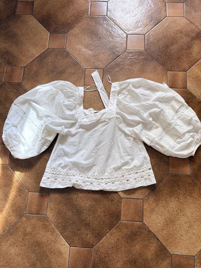 Camicetta H&M cotone bianca maniche a sbuffo