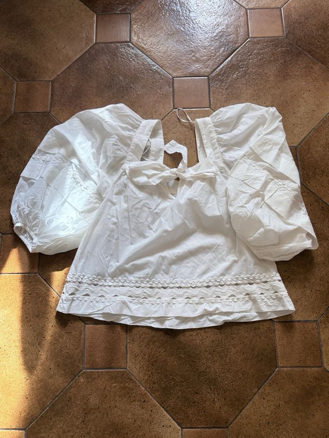 Camicetta H&M cotone bianca maniche a sbuffo