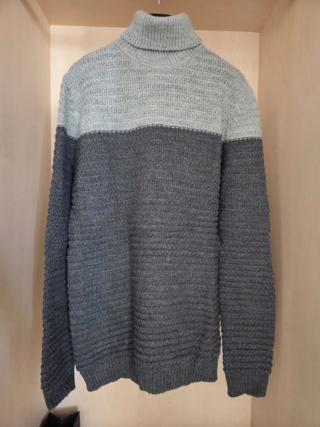 Jersey grueso de punto gris Talla L