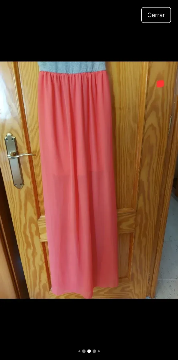 Vestido largo gris y coral talla S