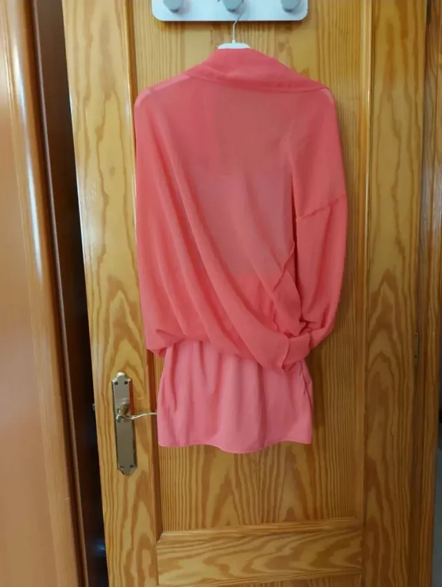 Vestido largo gris y coral talla S