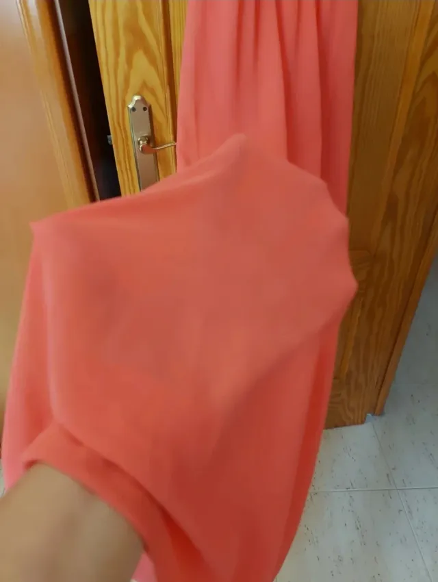 Vestido largo gris y coral talla S