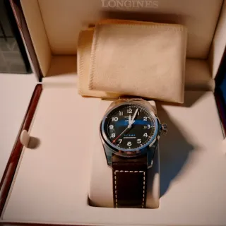 Longines Spirit Automático Esfera Negra Correa Mar