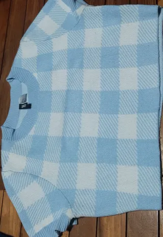 Jersey corto cuadros azul y blanco