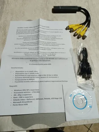 EasyCAP 4 Canali USB 2.0 DVR Sistema Sorveglianza.