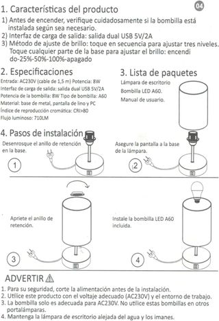 Set 2 Lámparas Mesita Táctiles USB Madera