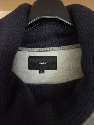 Sudadera Celio XL cuello alto gris y negro
