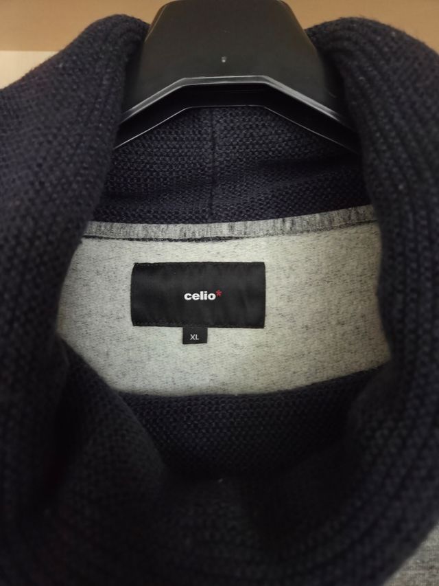Sudadera Celio XL cuello alto gris y negro