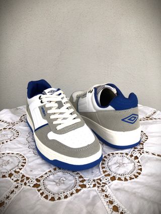 Scarpe Umbro Camoscio Grigio Bianco Blu Tg 41