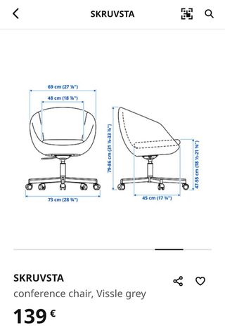 Silla oficina SKRUVSTA Ikea gris