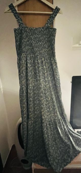 Vestido largo nido de abeja estampado