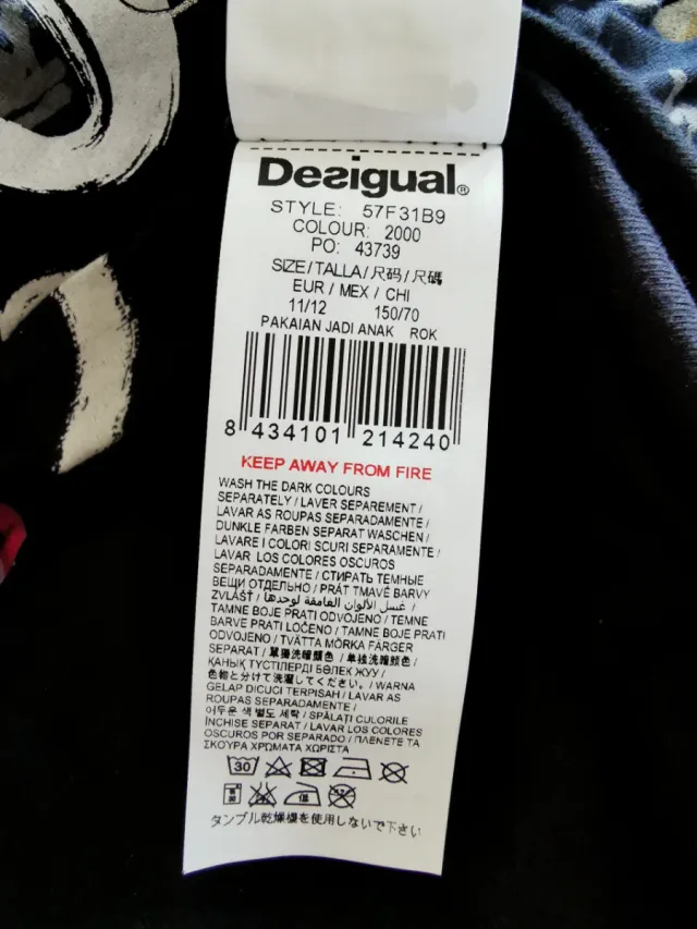 Falda Desigual Niña Negra Estampada