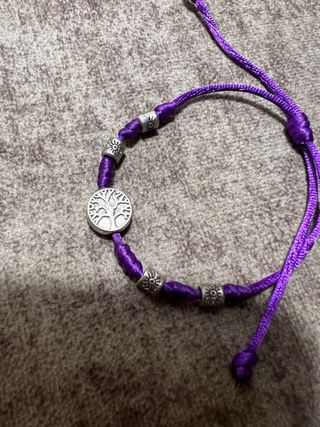 Pulsera árbol de la vida morada y plateada